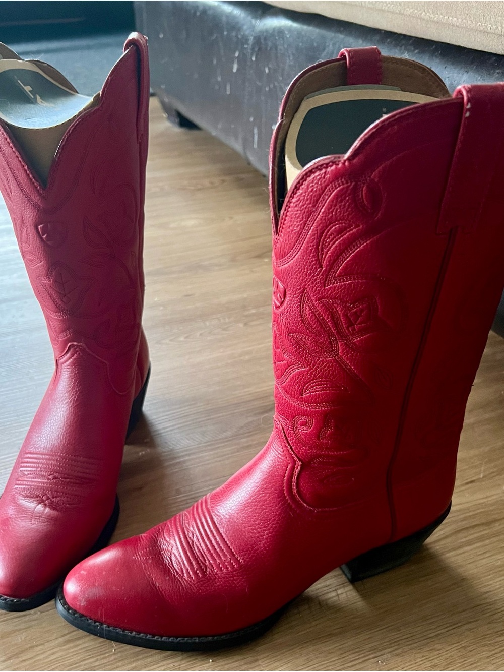 Ariat Red Leather Western Heeled Cowgirl Boots